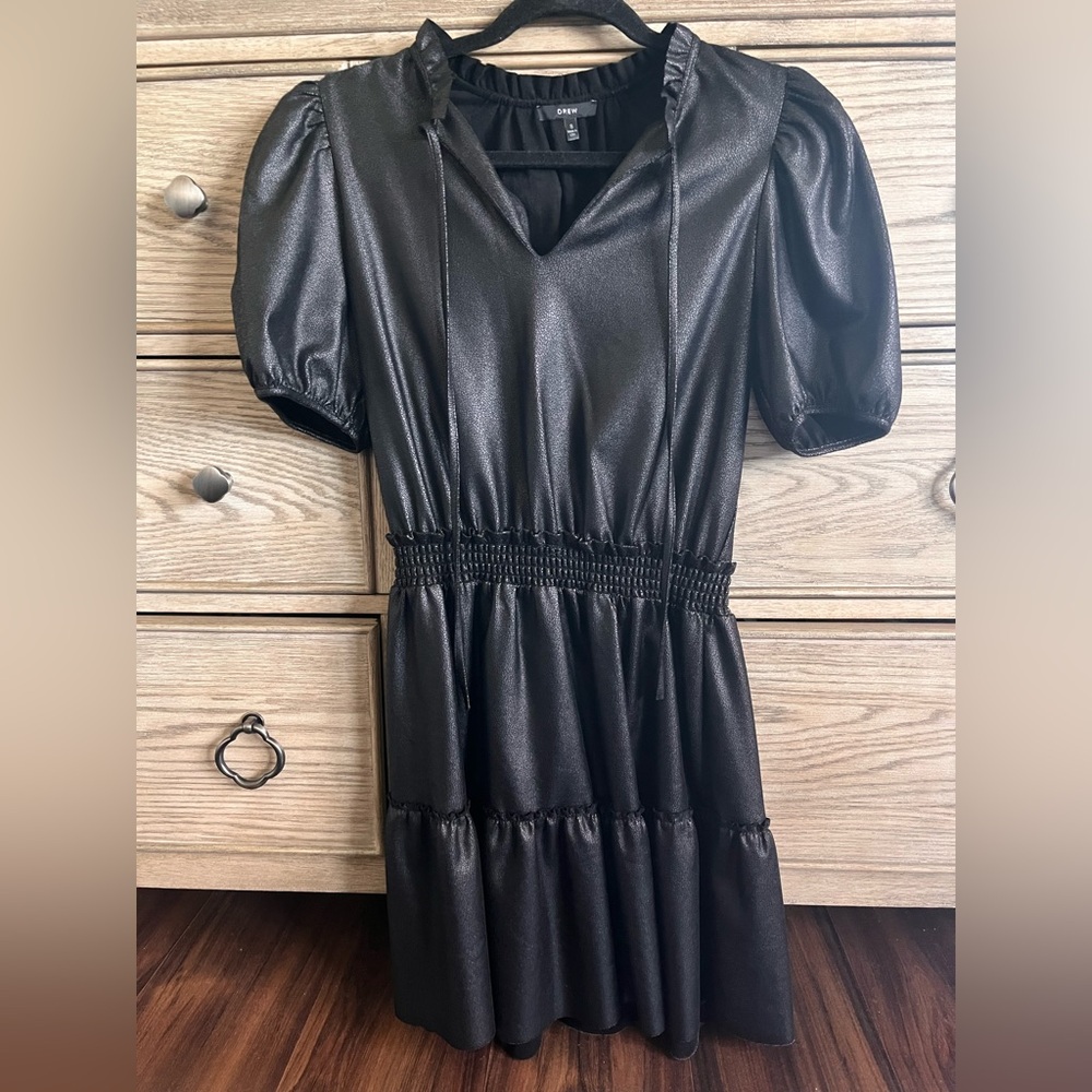 Drew Dress Vegan Leather Black Small Worn 1X
